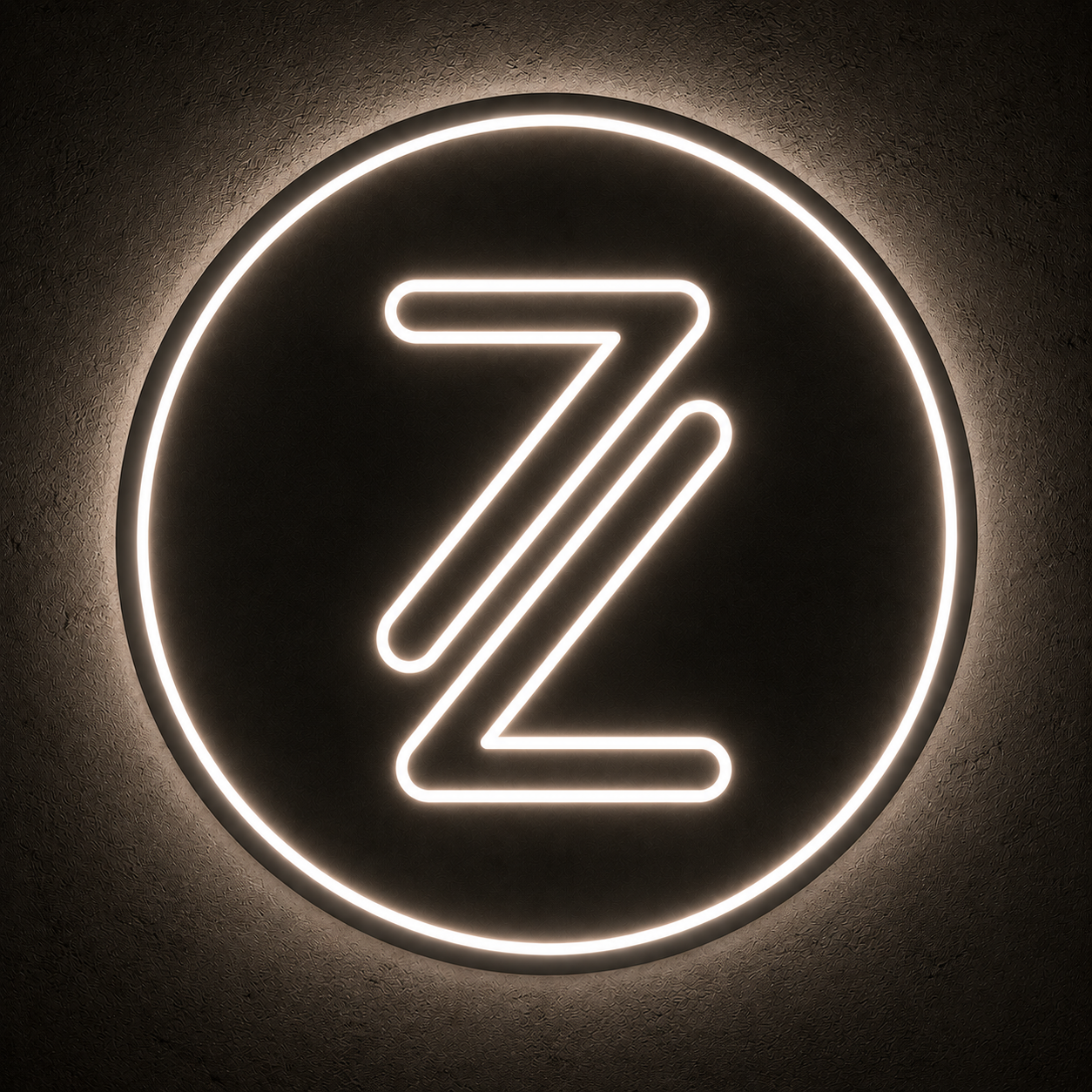 Cartel LED Zipcode con tipografía bold